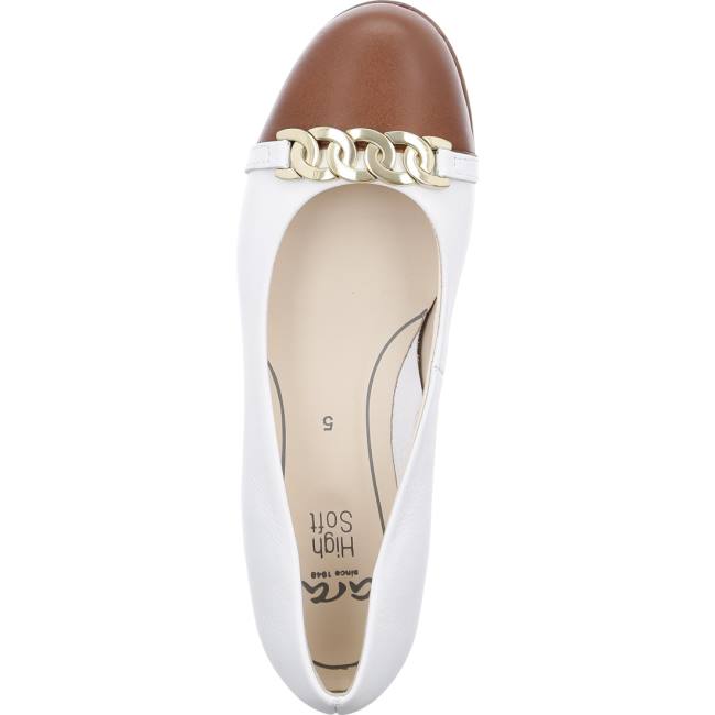 Dámské Baleríny Ara Ballet Pumps Sardinia Cognac Bílé | ARA843QSV